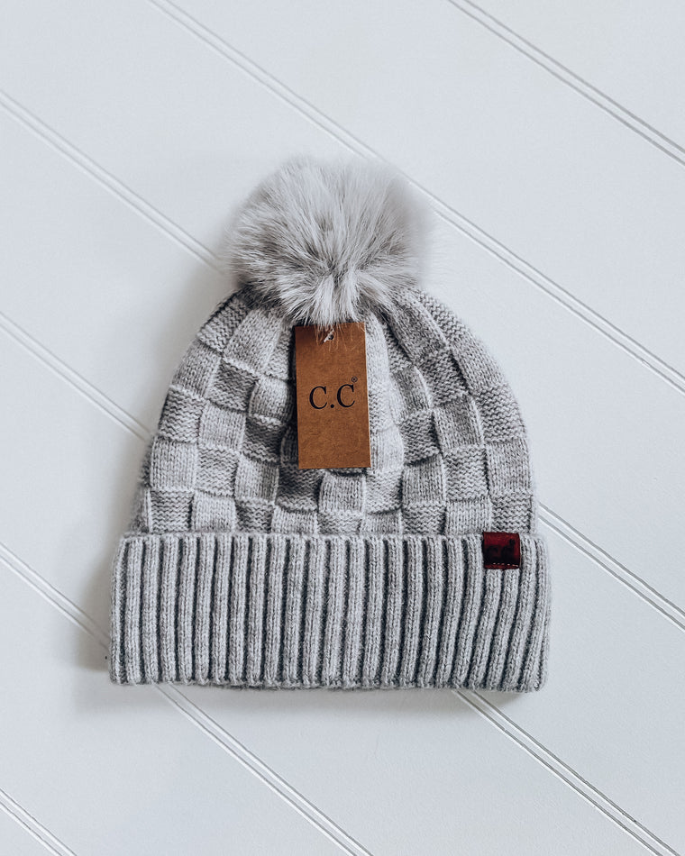 Checkered Textured Beanie [grey]