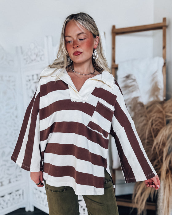 Stephy Striped oversized top [brown/cream]