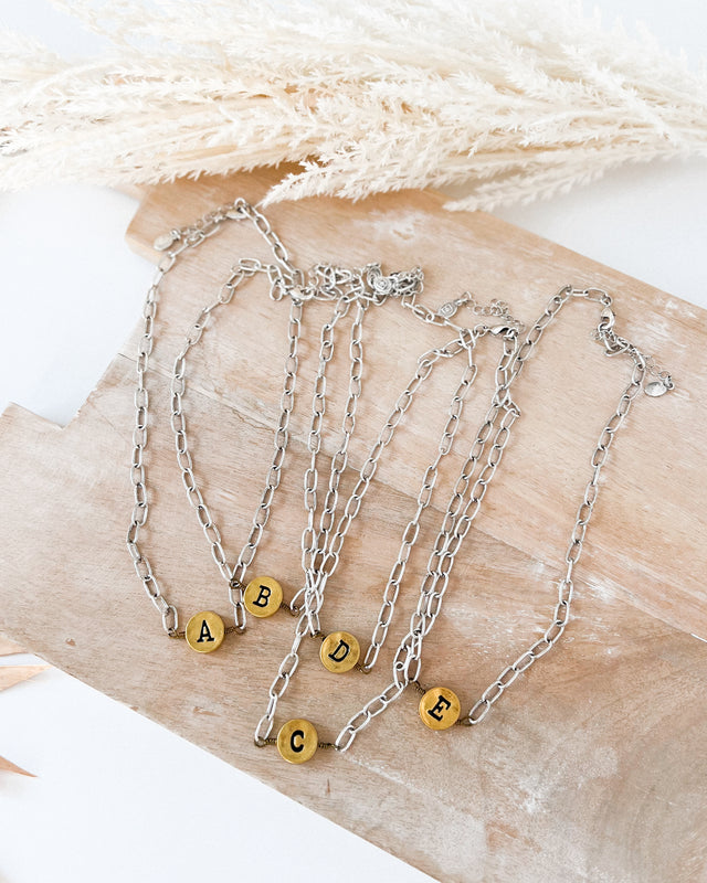 Stamped Initial Necklace [gold/silver]