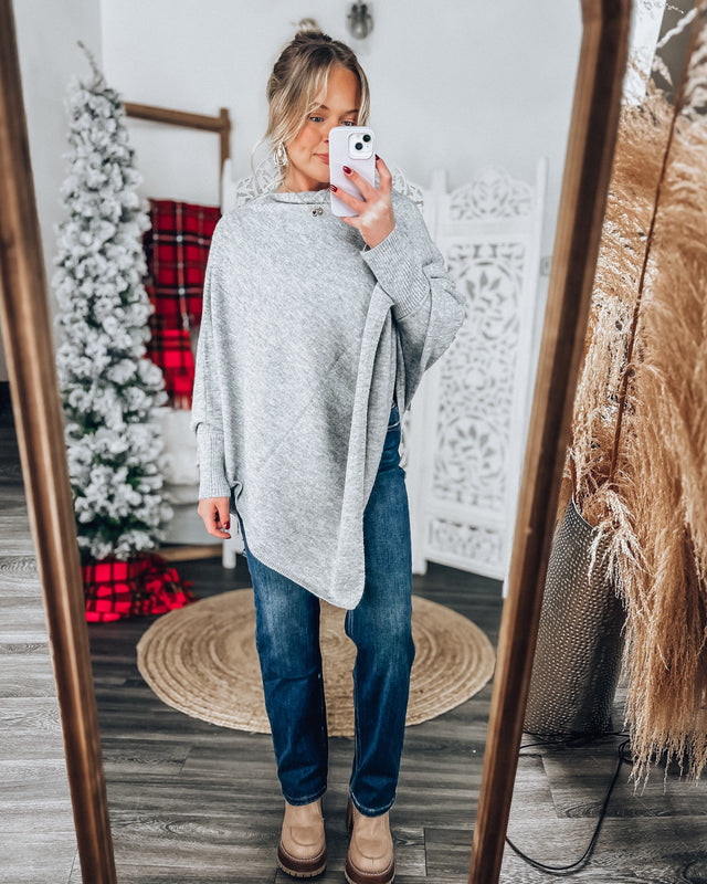 Snow Fall Poncho Top [grey]