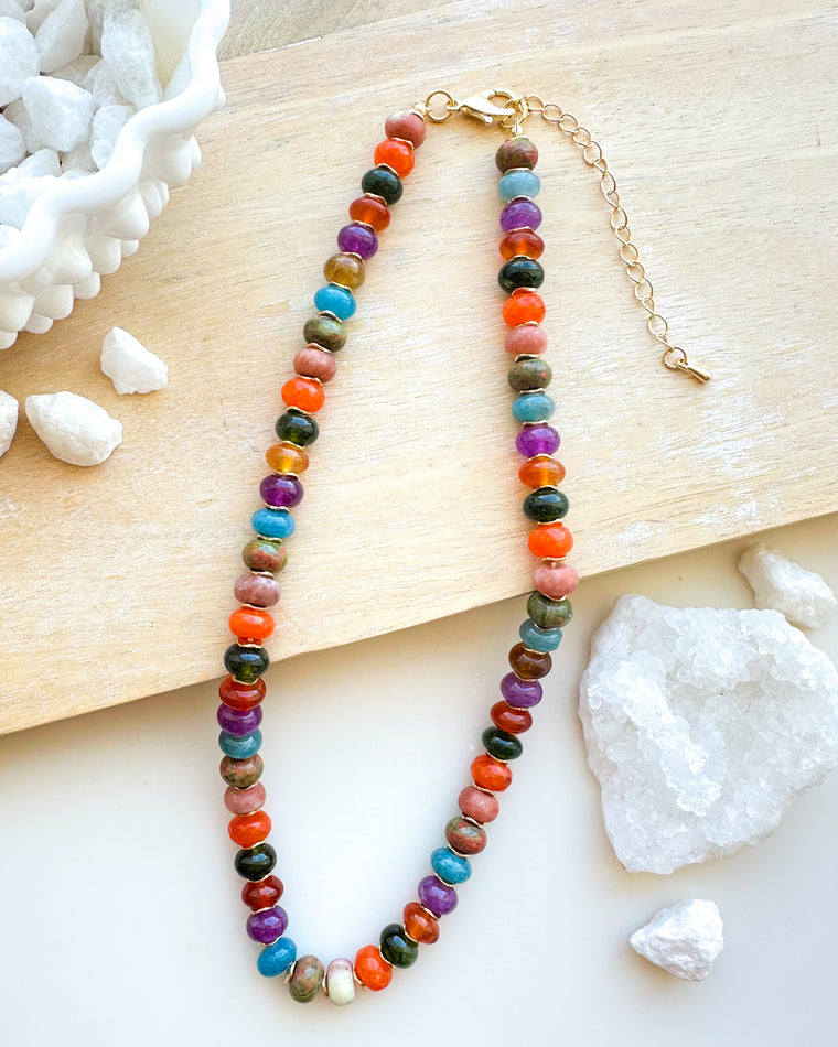 Natural Stone Beaded Necklace [multi]