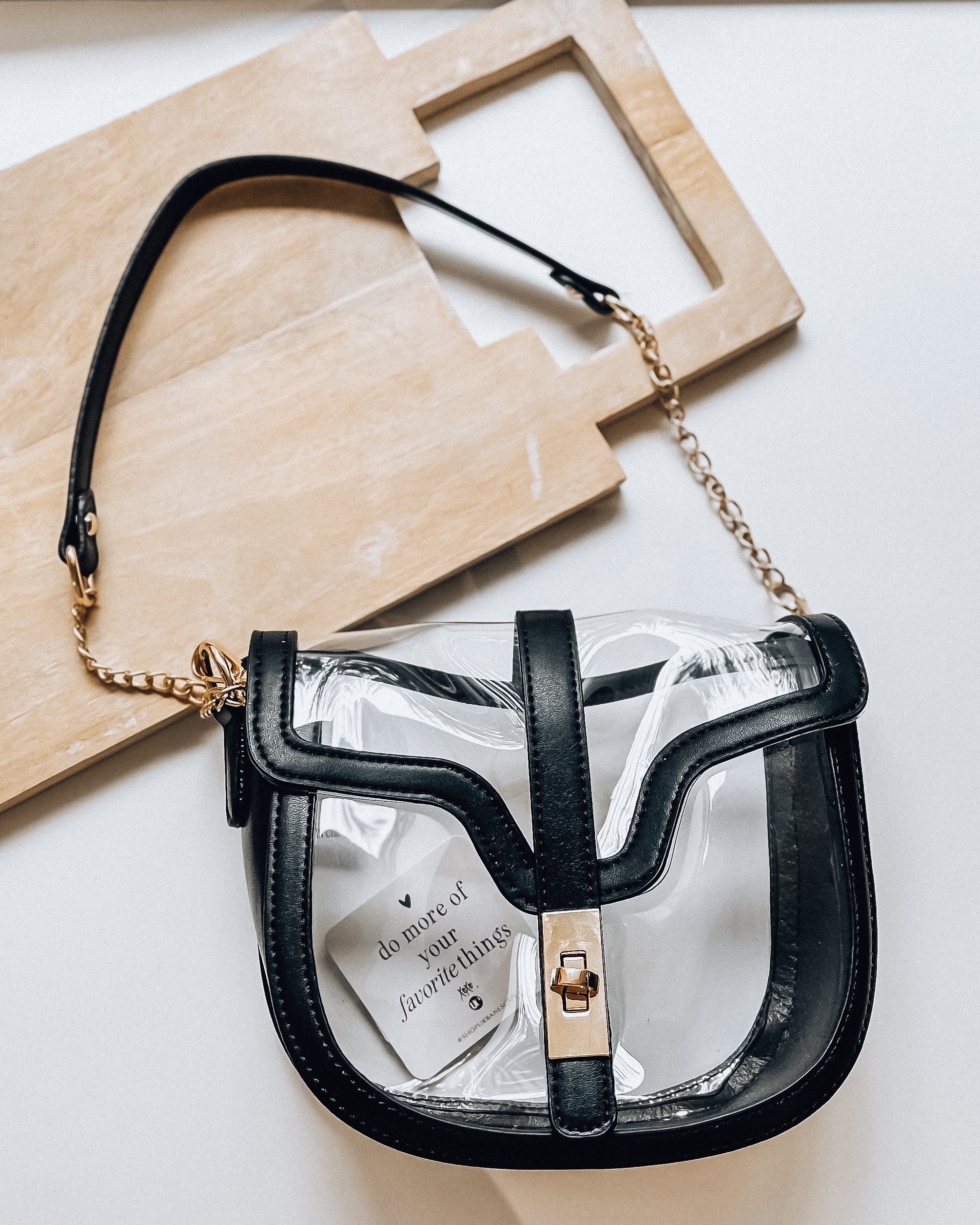 Clear shoulder bag [black/gold]