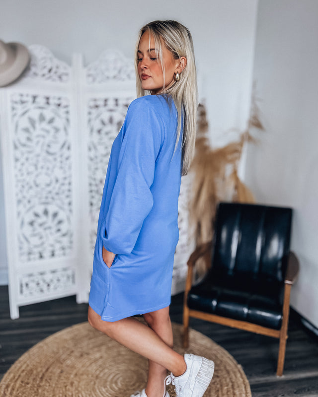 Pickleball Court Sweatshirt Dress [peri blue]