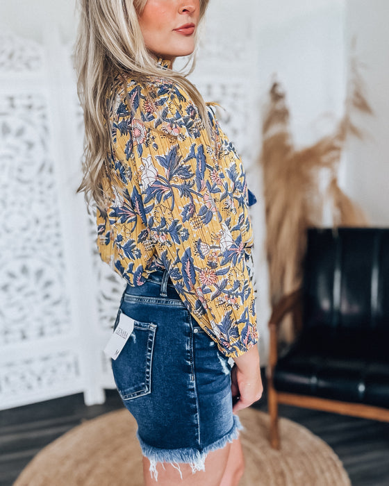 Botanical Bliss Blouse [mustard/blue]