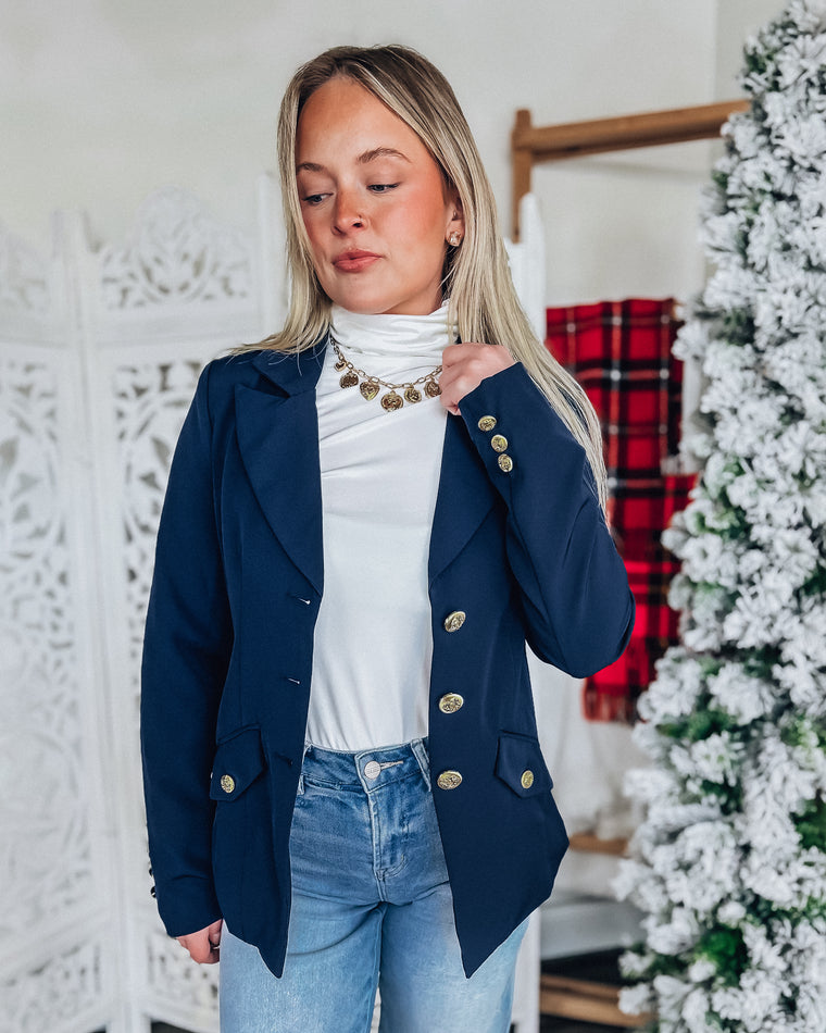 Olivia blazer [navy with gold buttons]