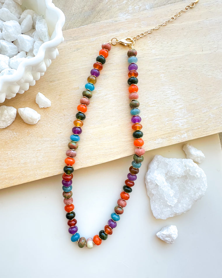 Natural Stone Beaded Necklace [multi]