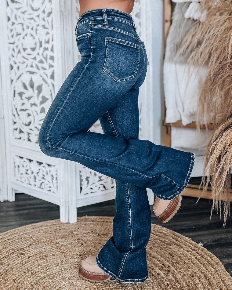 MICA DENIM Atlas high rise flare [drk wash]