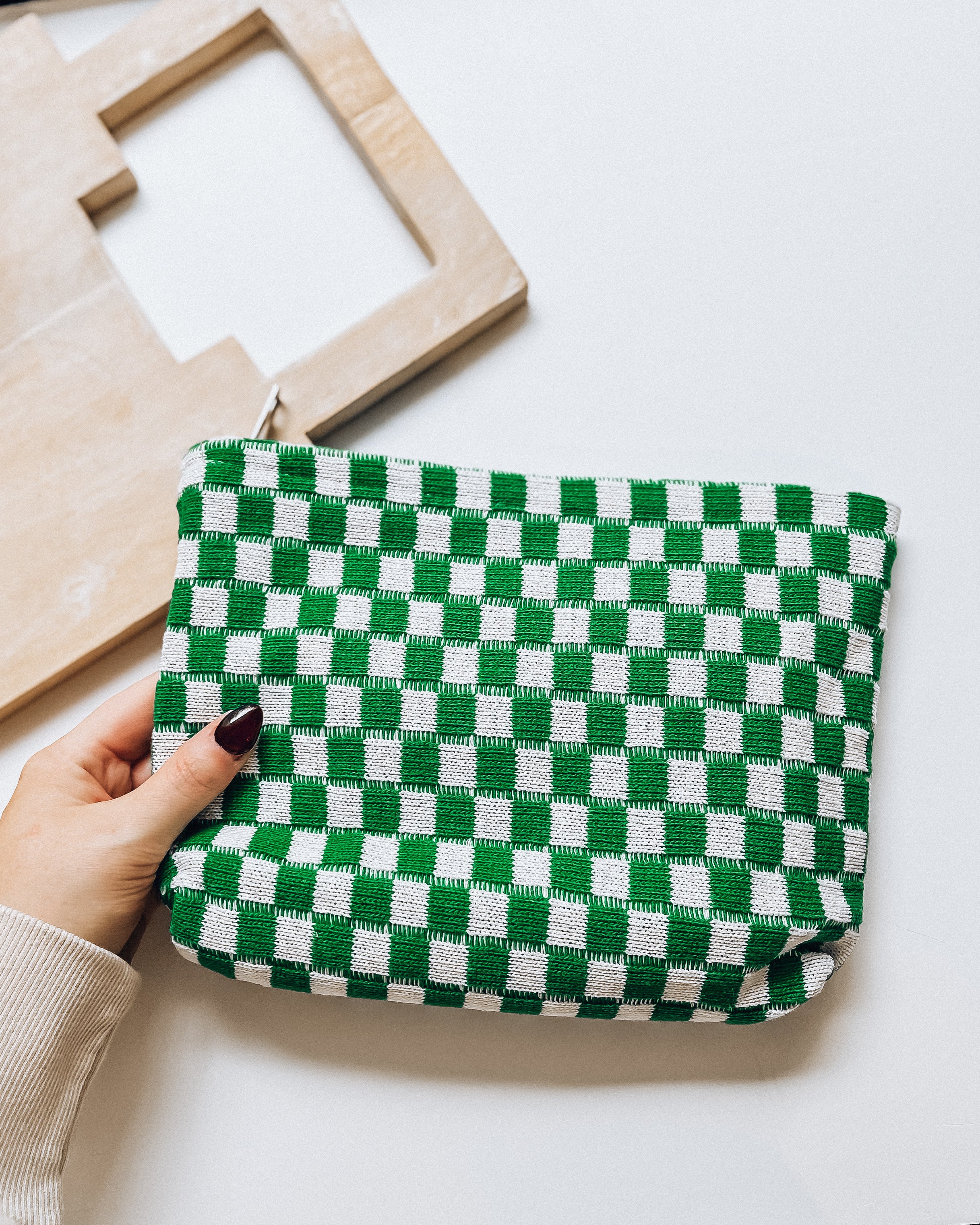 Checkered Cosmetic Bag [kelly green]