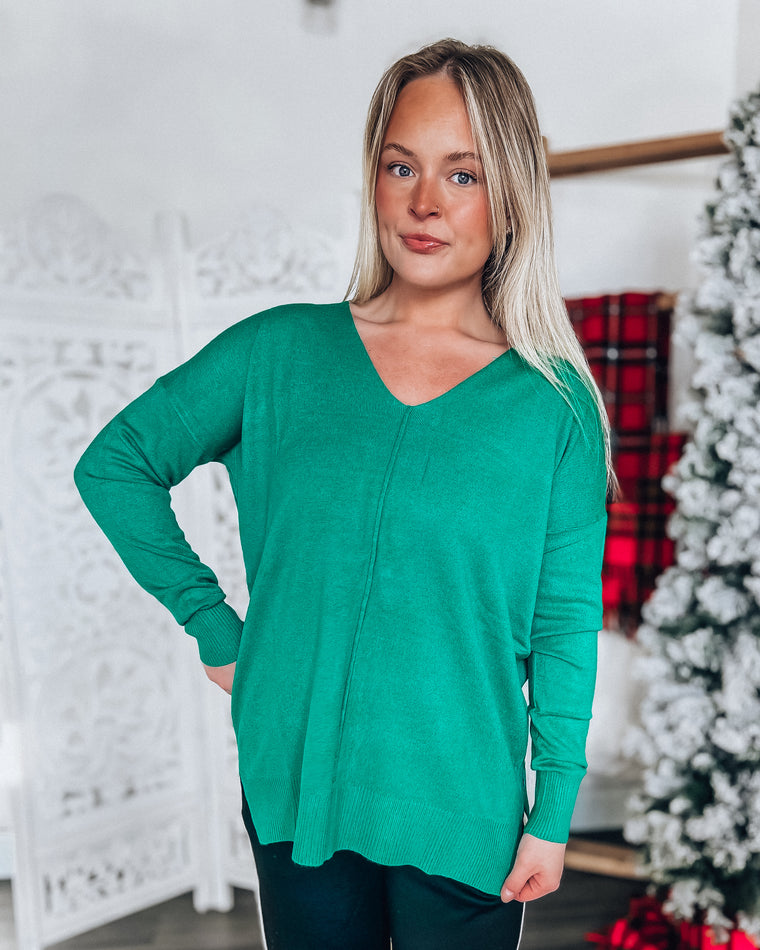 lydia light weight sweater [hthr kelly green]