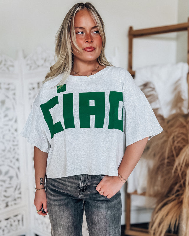 CIAO graphic top [grey/green]