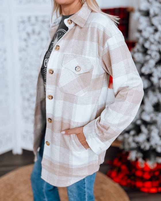 Ella's Everyday Plaid top [white/taupe]