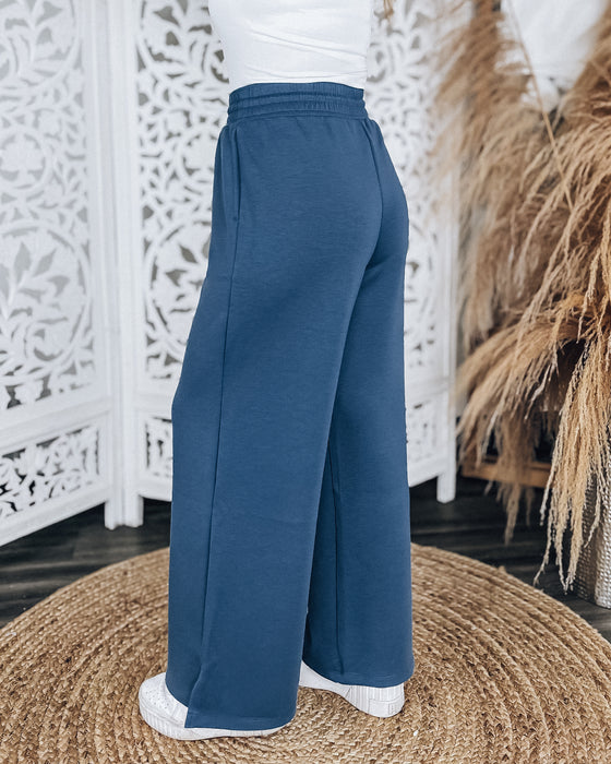 Lush Wide Let Pants [dusty blue]