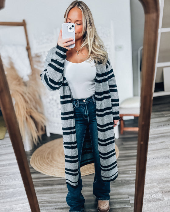 Nikki Stripe Cardigan [blk/grey]