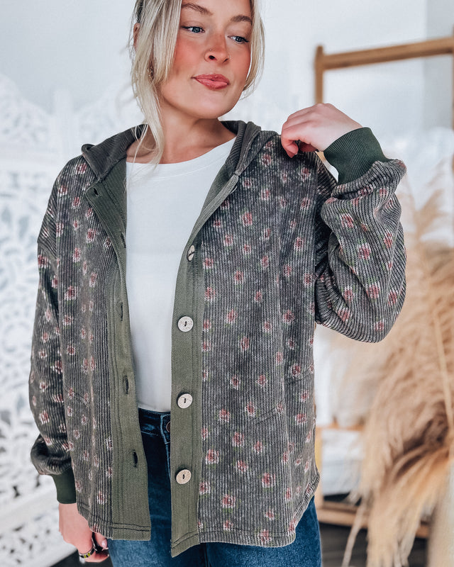 Kami Floral cardigan [olive]