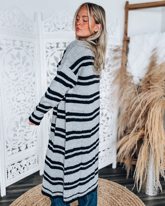 Nikki Stripe Cardigan [blk/grey]