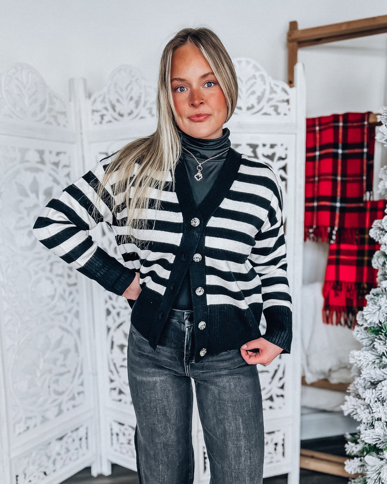 Ashley Striped Cardigan [blk/cream]