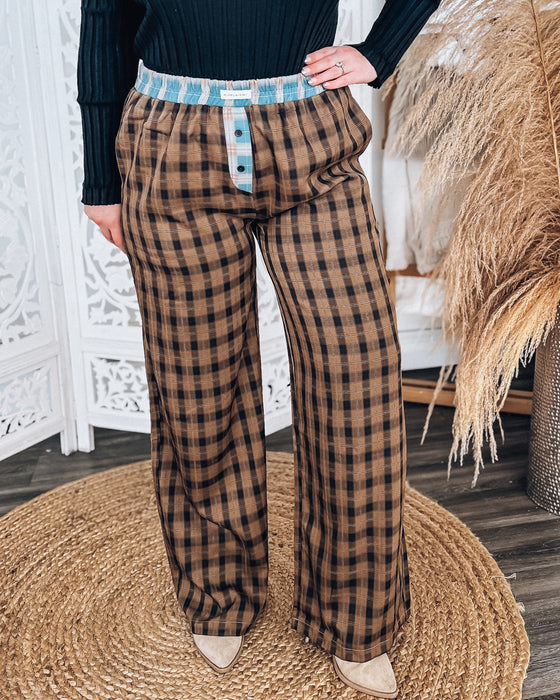 Mady plaid pattern pants [brown/blk]