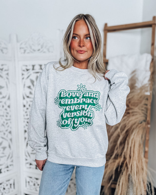 Love & Embrace Crewneck [h. grey/green]