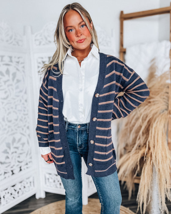 Lou Sweater Cardigan [navy/mocha]