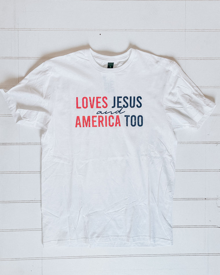 Loves Jesus and America UNISEX Tee [white]