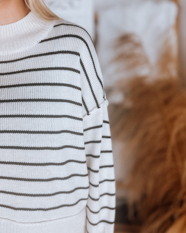 Stacey Stripe mock neck sweater [oatmeal]