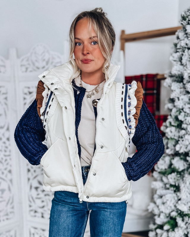 Mountain Lodge Vest [ivory/blue/brown]