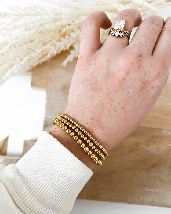 Beaded Stretch Bracelet Set WP [14k gold dipped]