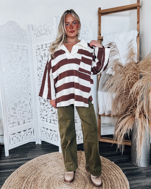 Stephy Striped oversized top [brown/cream]