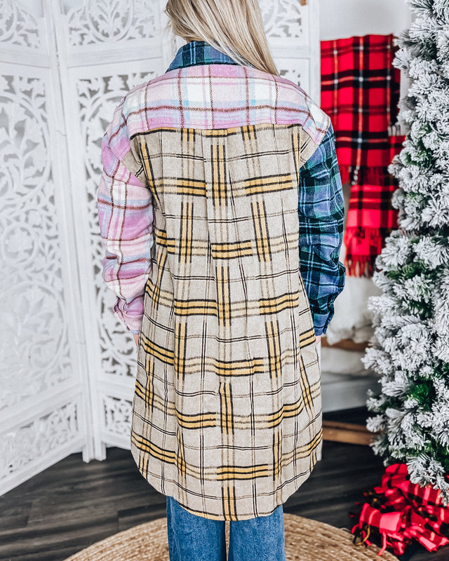 Harvest Long Plaid Shacket [lavender mix]