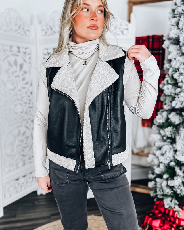 Blakely Leather Vest [black/ivory]