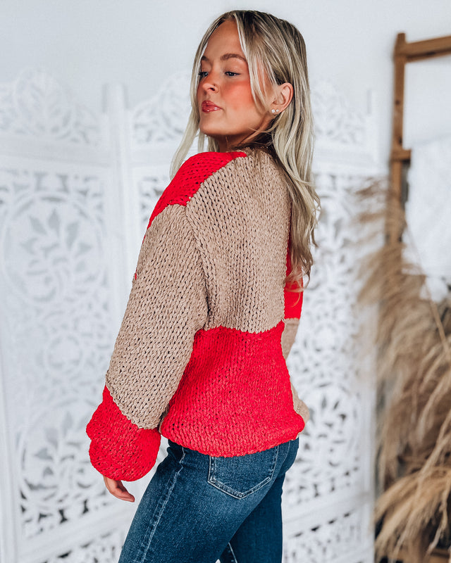 Brandy Sweater [camel/red]