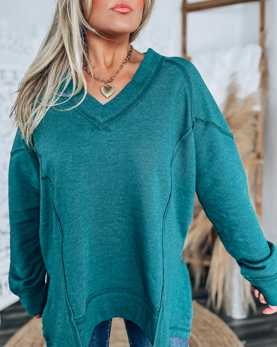 Vivian V-Neck Sweatshirt [emerald]