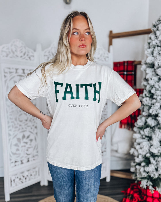 Faith over Fear T-shirt [cream/forest]