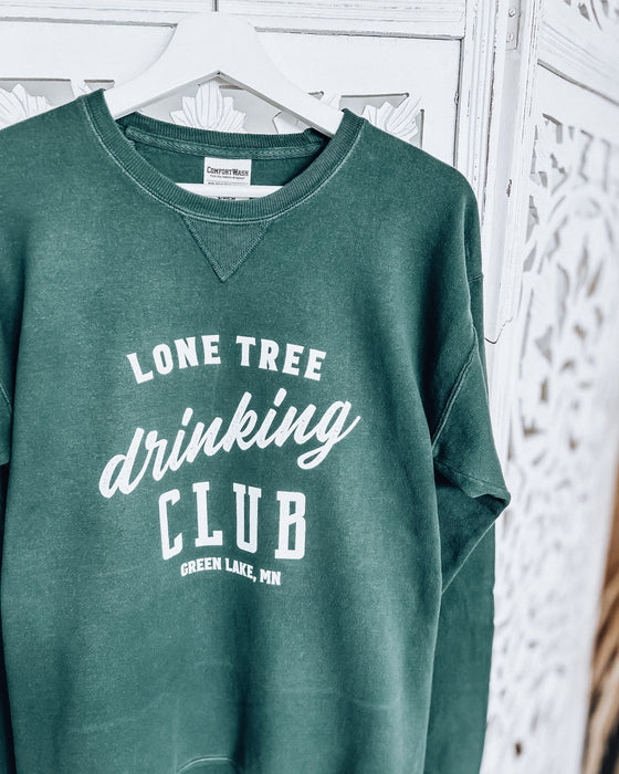 Lone Tree Drinking Club Crewneck Sweatshirt [forest/white]