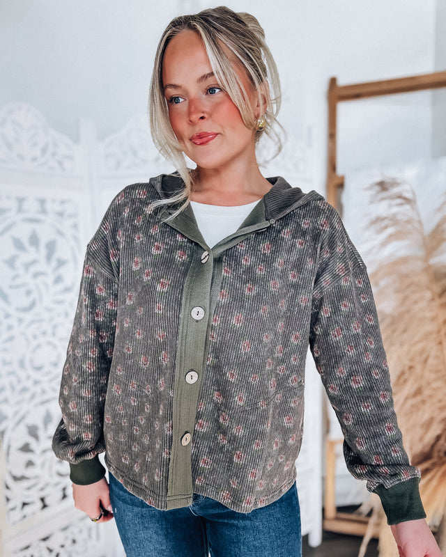 Kami Floral cardigan [olive]