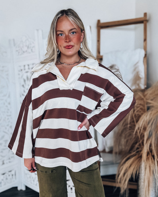 Stephy Striped oversized top [brown/cream]