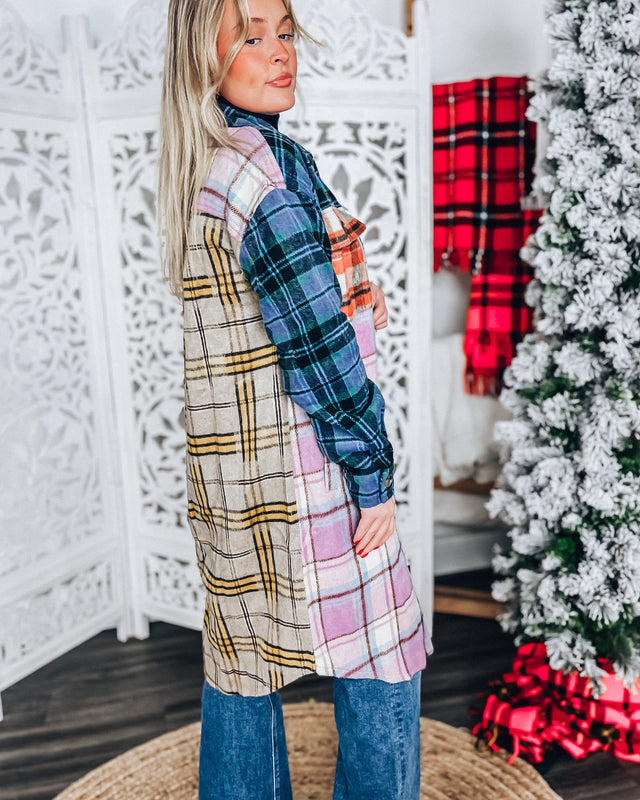 Harvest Long Plaid Shacket [lavender mix]