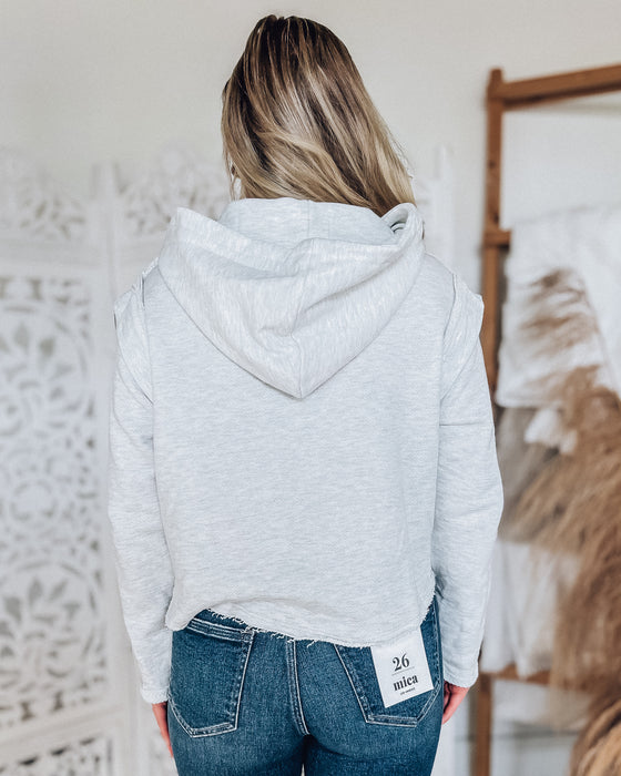 Kaylee cap shoulder hoodie [heather grey]