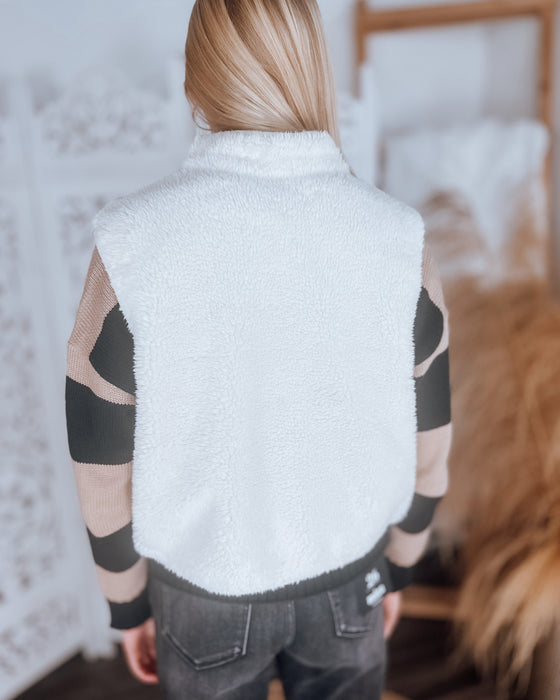 Aspen fleece zip up vest [cream]