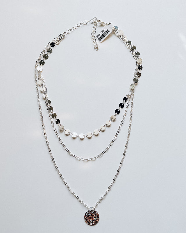 layered chain sequin necklace [silver]