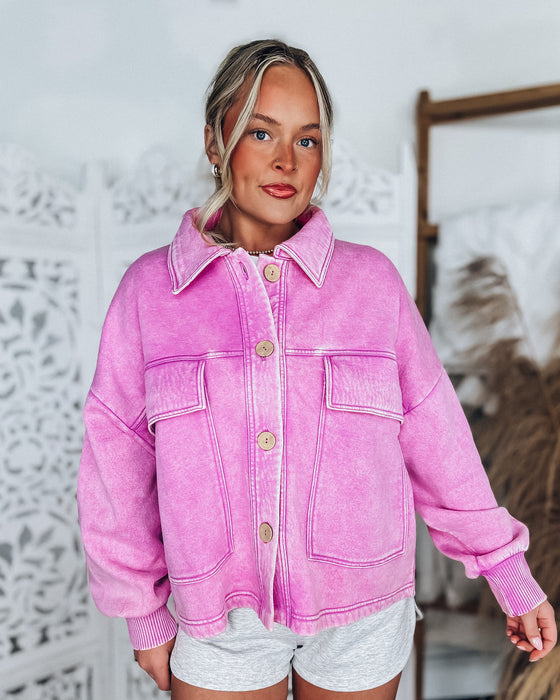 Daisy Button Up Sweatshirt [mauve]