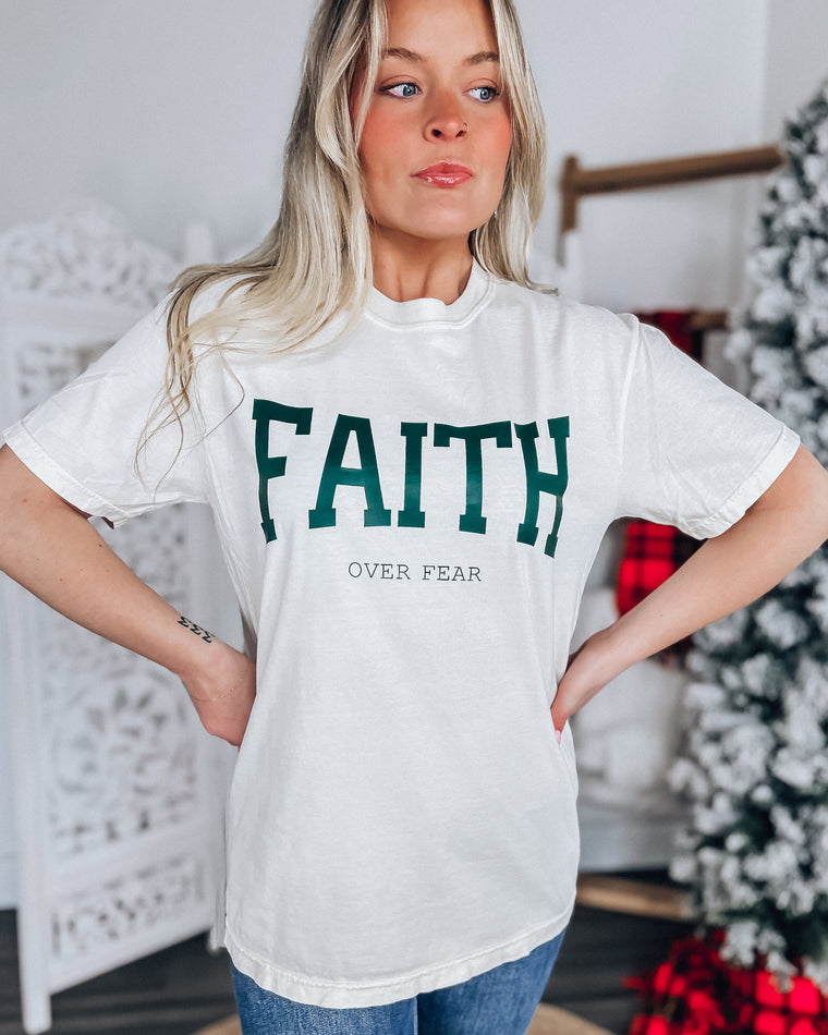 Faith over Fear T-shirt [cream/forest]