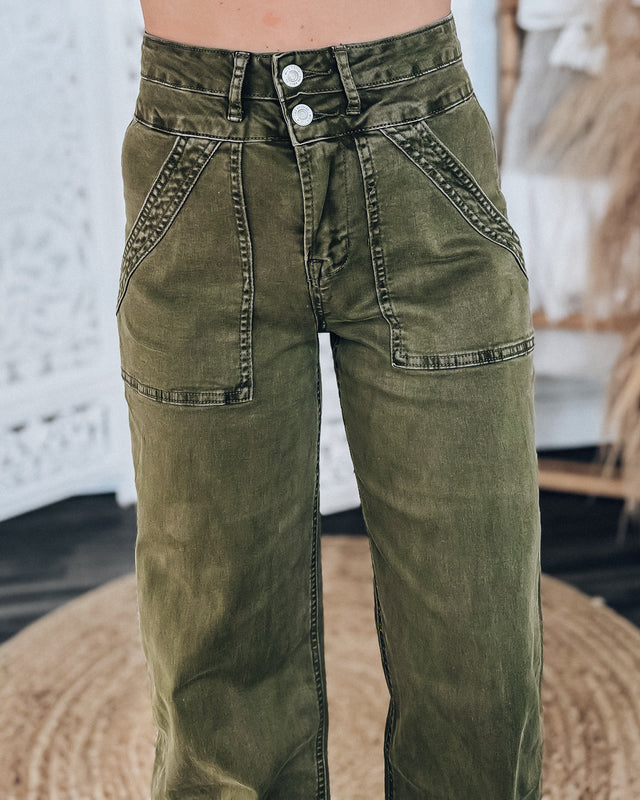 MICA DENIM Journey highrise wide leg [dk olive]