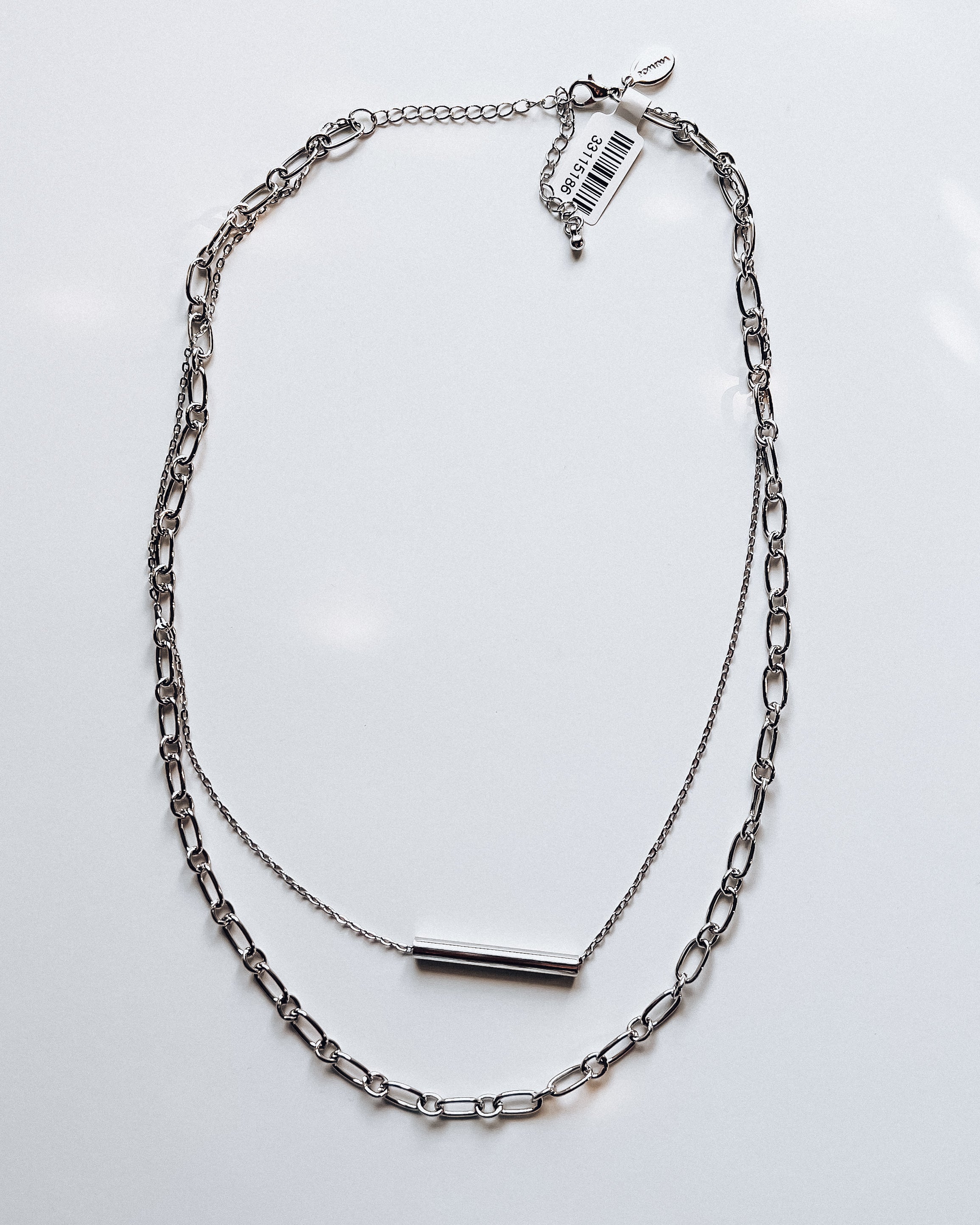 layered tube necklace [silver]