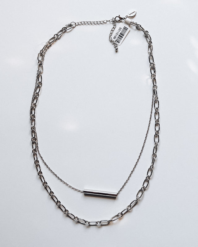 layered tube necklace [silver]