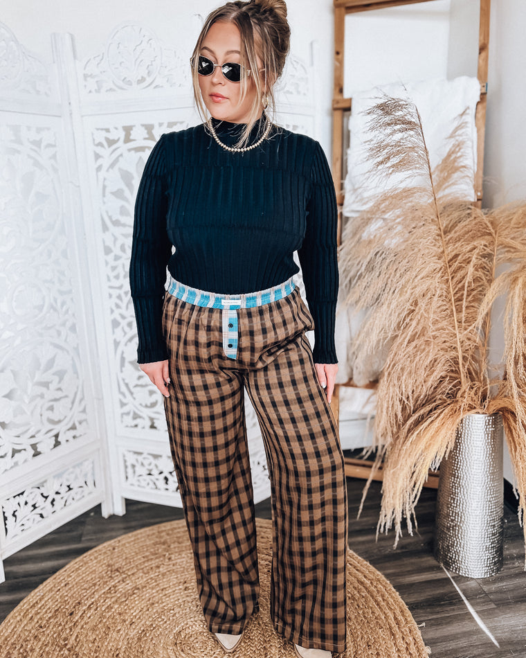 Mady plaid pattern pants [brown/blk]