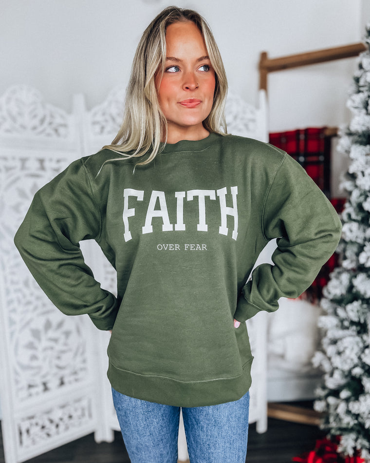 Faith over Fear Sweatshirt [olive/cream]