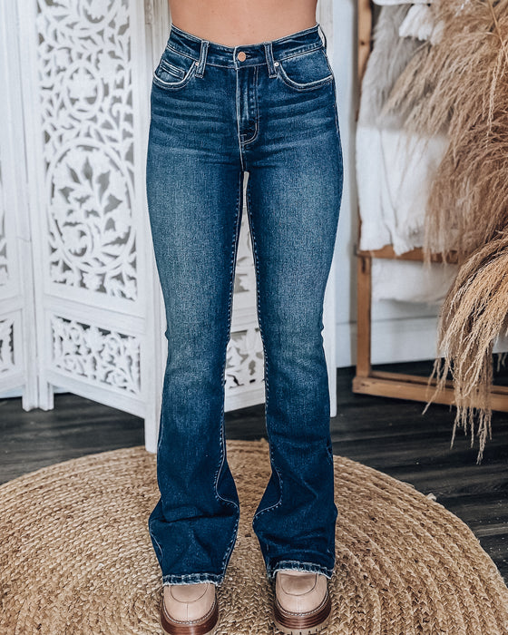 MICA DENIM Atlas high rise flare [drk wash]