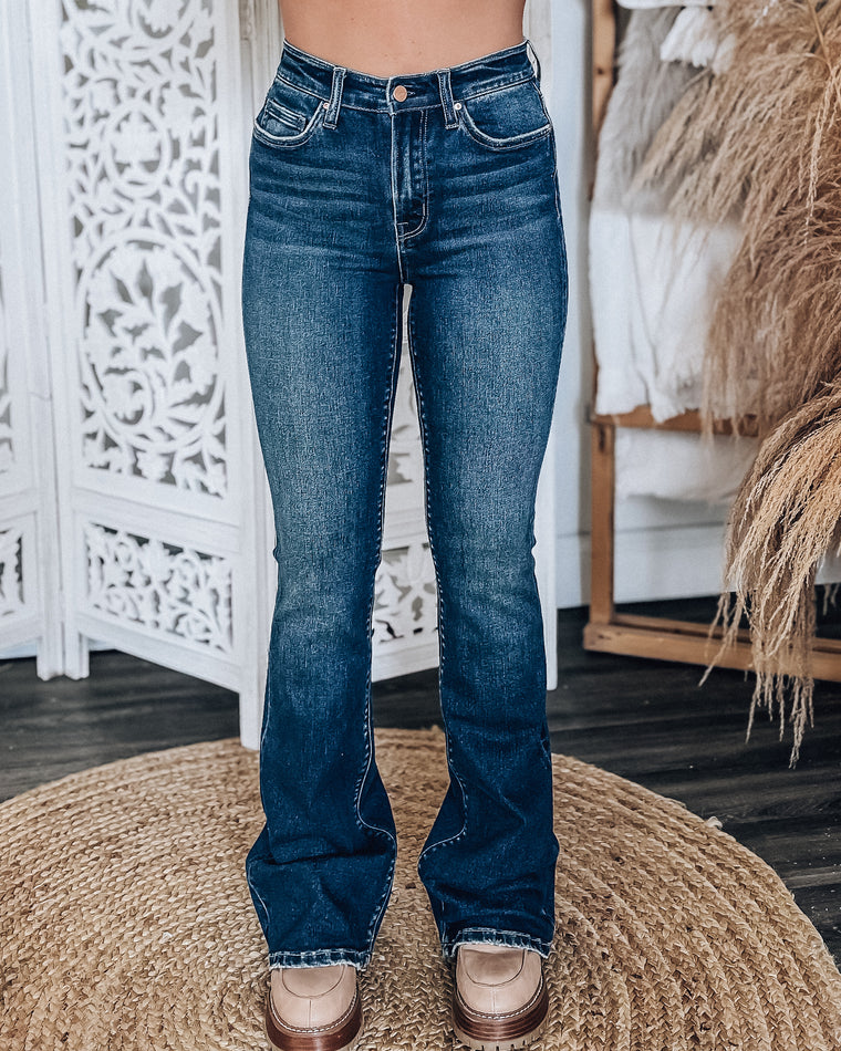 MICA DENIM Atlas high rise flare [drk wash]