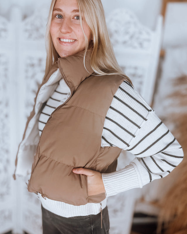 Elsa reversible puffer vest [mocha]